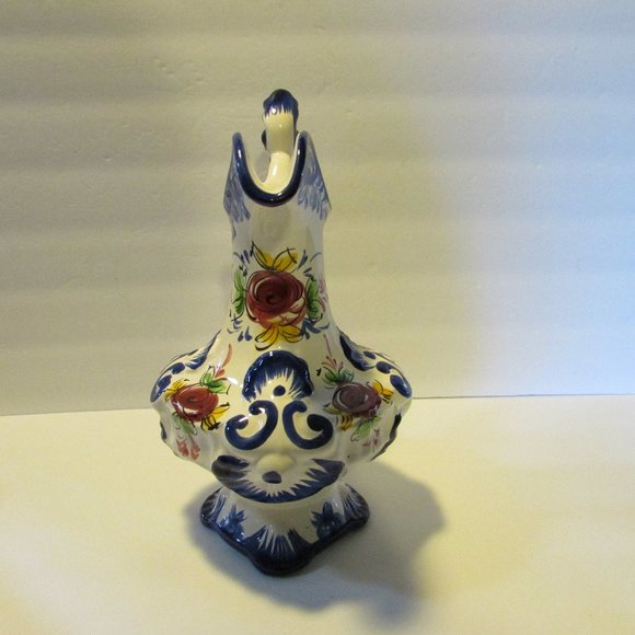 vintage ceramic white and blue pitcher floral design Potuguese kitchen decor - Picture 5 of 7